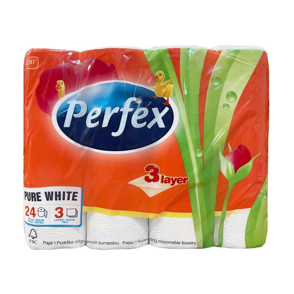 Туалетний папір Boni Perfex білий 3х-шаровий, 90 відривів, 24 шт